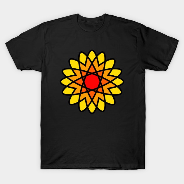 Orange Atom Flower - Sunshine T-Shirt by ArtsoftheHeart